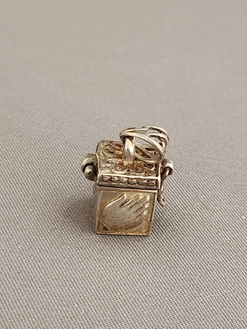 Sterling Silver Vintage Prayer Box Charm Pendant